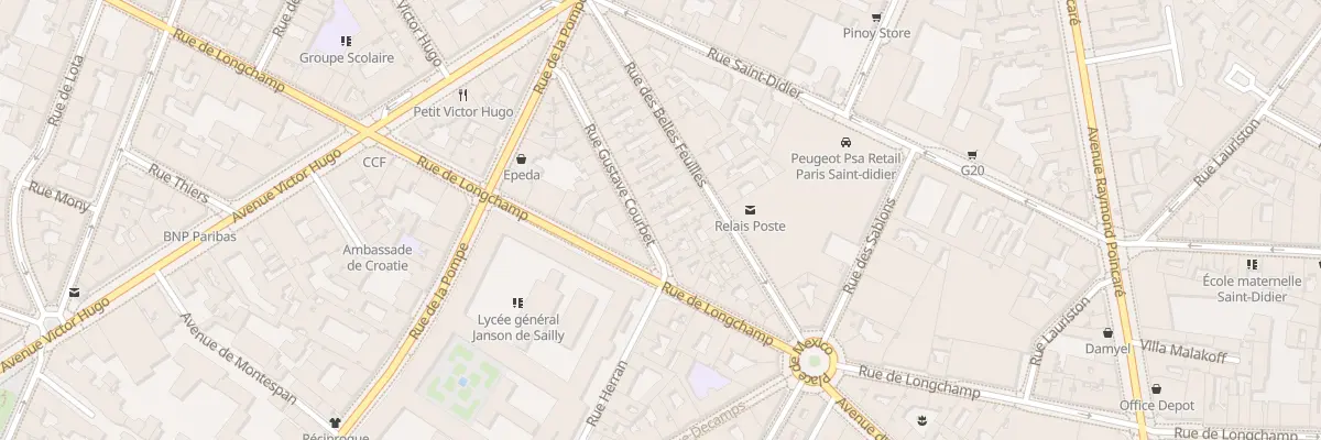 Plan du 10 Rue Gustave Courbet à Paris 16e Arrondissement