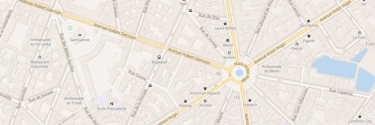Plan du 9 Av Hubert Germain à Paris 16e Arrondissement