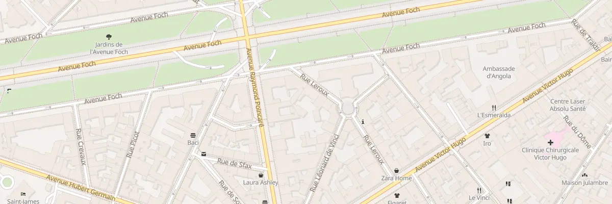 Plan du 21 Rue Leroux à Paris 16e Arrondissement