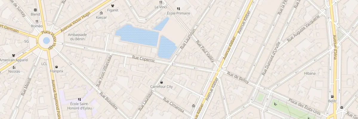 Plan du 16 Rue Copernic à Paris 16e Arrondissement