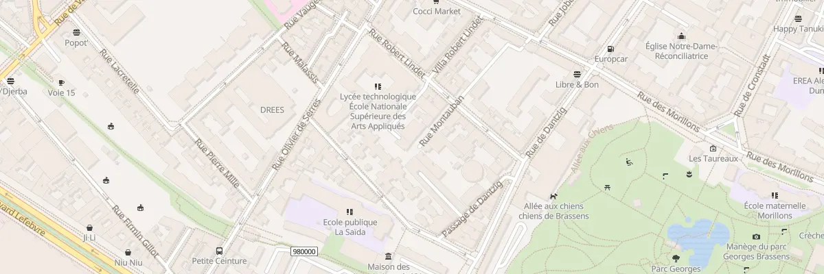 Plan du 12 Rue Montauban à Paris 15e Arrondissement