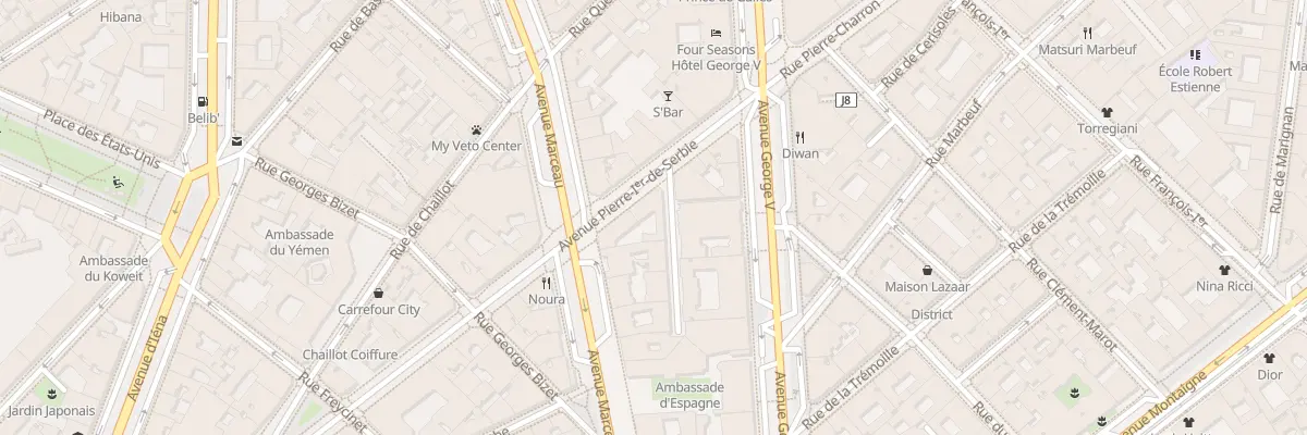 Plan du 32 Av Pierre 1er de Serbie à Paris 8e Arrondissement