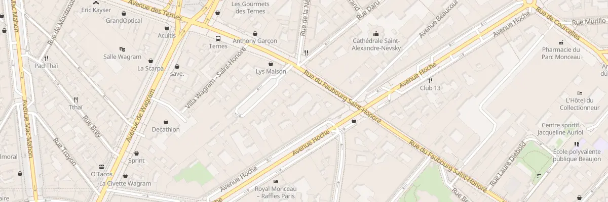 Plan du 217 Rue du Faubourg Saint-Honoré à Paris 8e Arrondissement