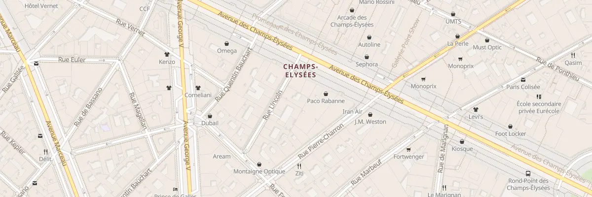 Plan du 14 Rue Lincoln à Paris 8e Arrondissement