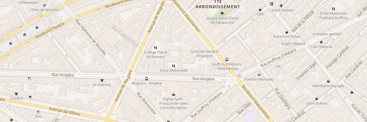 Plan du 16 Rue Ampère à Paris 17e Arrondissement
