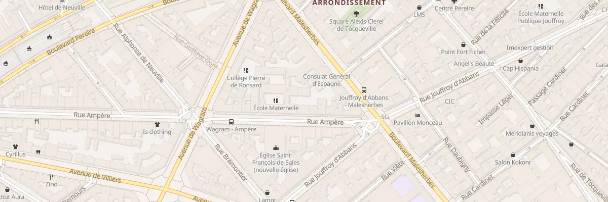 Plan du 14 Rue Ampère à Paris 17e Arrondissement