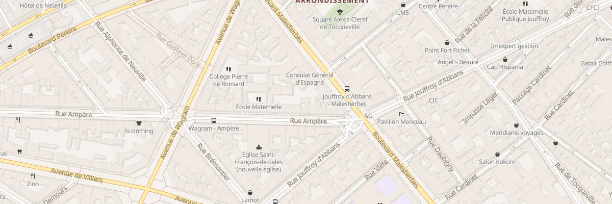 Plan du 8 Rue Ampère à Paris 17e Arrondissement