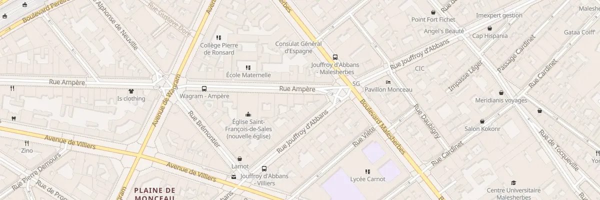 Plan du 5 Rue Ampère à Paris 17e Arrondissement