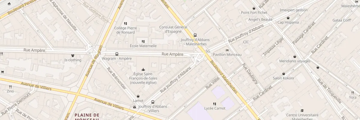 Plan du 3 Rue Ampère à Paris 17e Arrondissement