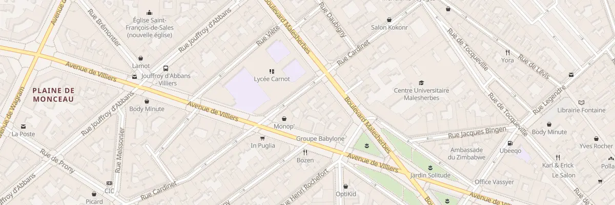 Plan du 70 Rue Cardinet à Paris 17e Arrondissement