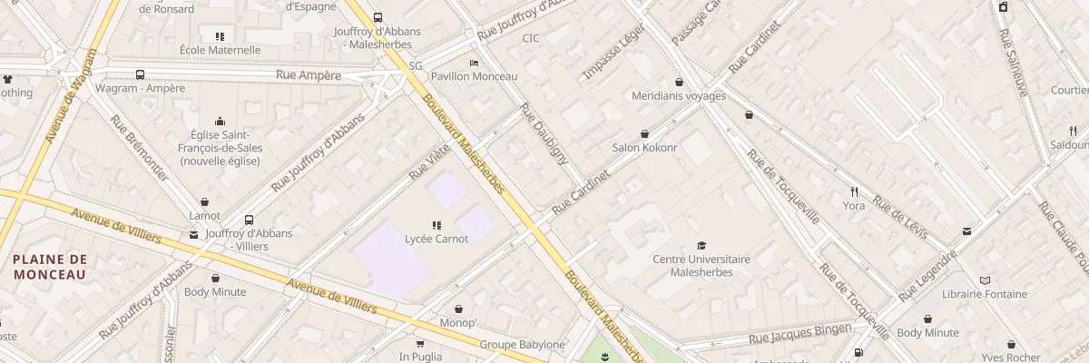 Plan du 118 Bd Malesherbes à Paris 17e Arrondissement