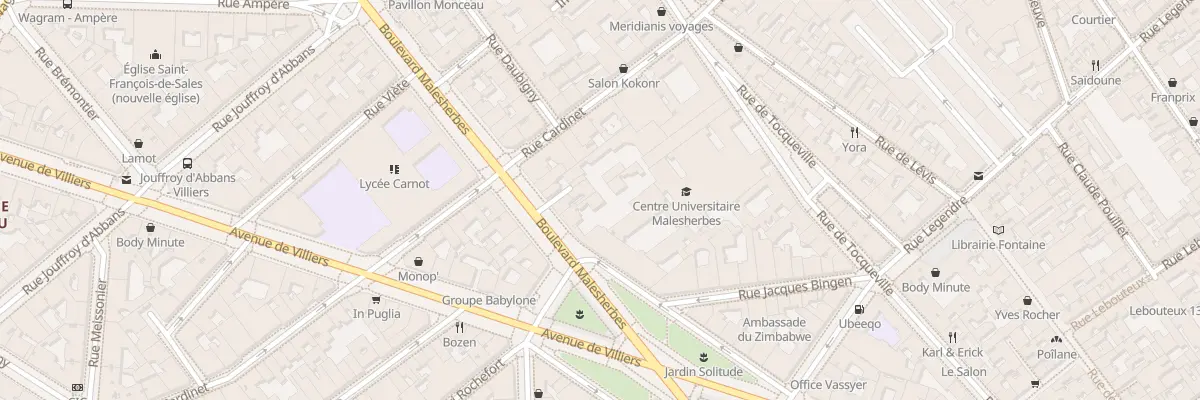 Plan du 110 Bd Malesherbes à Paris 17e Arrondissement