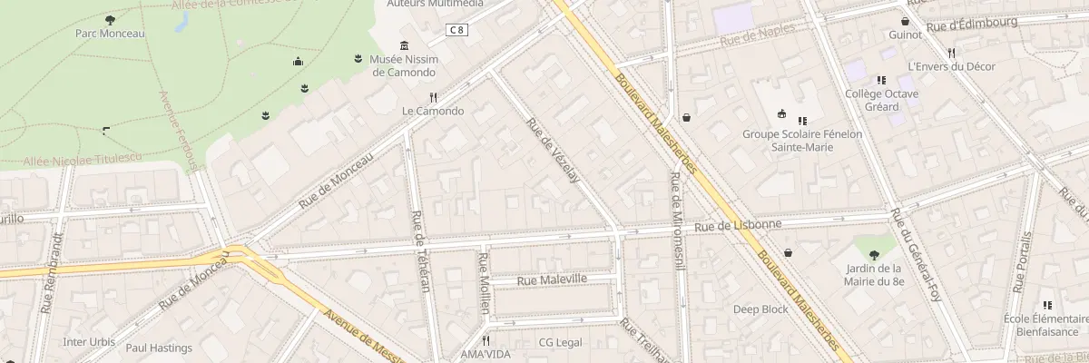 Plan du 7 Rue de Vézelay à Paris 8e Arrondissement