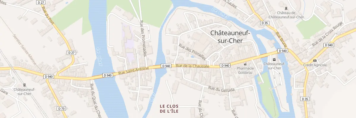 Plan du 1 Rue de la chaussée à Châteauneuf-sur-Cher