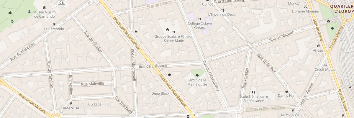 Plan du 8B Rue de Lisbonne à Paris 8e Arrondissement