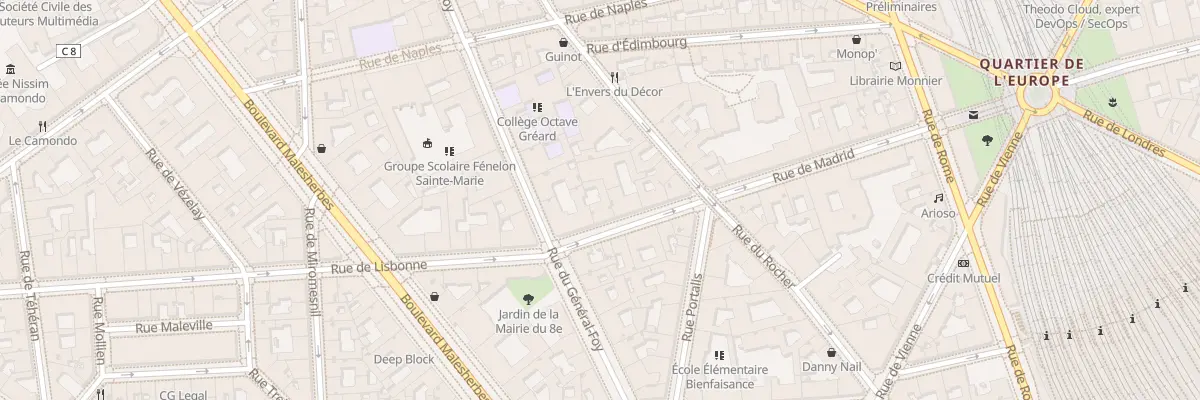 Plan du 24 Rue de Madrid à Paris 8e Arrondissement