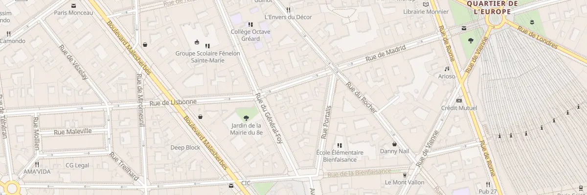 Plan du 25 Rue de Madrid à Paris 8e Arrondissement
