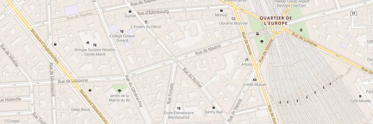 Plan du 15 Rue de Madrid à Paris 8e Arrondissement