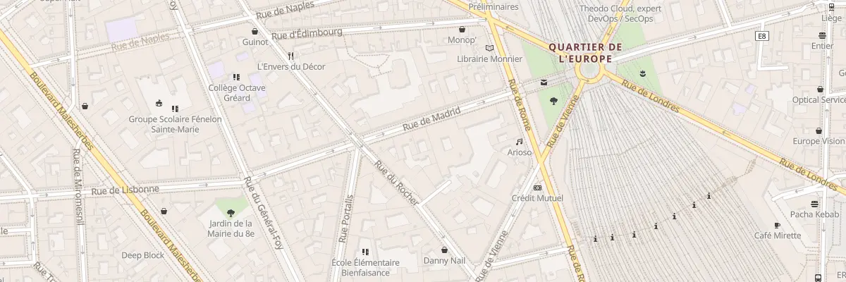 Plan du 9 Rue de Madrid à Paris 8e Arrondissement
