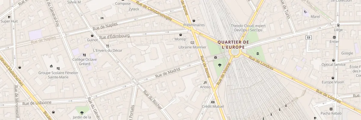 Plan du 8 Rue de Madrid à Paris 8e Arrondissement