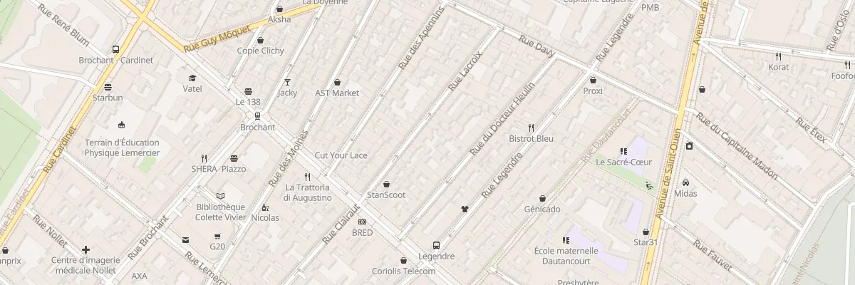 Plan du 22 Rue Lacroix à Paris 17e Arrondissement
