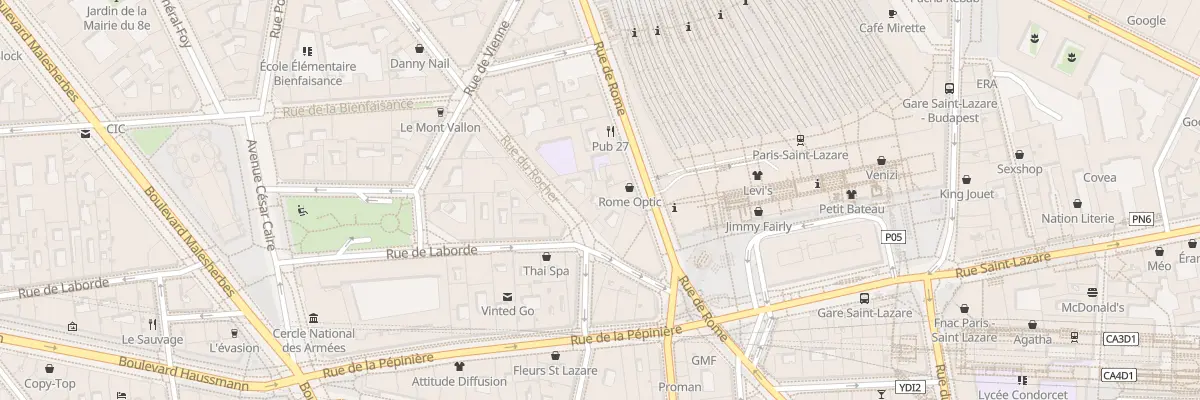 Plan du 12 Rue du Rocher à Paris 8e Arrondissement