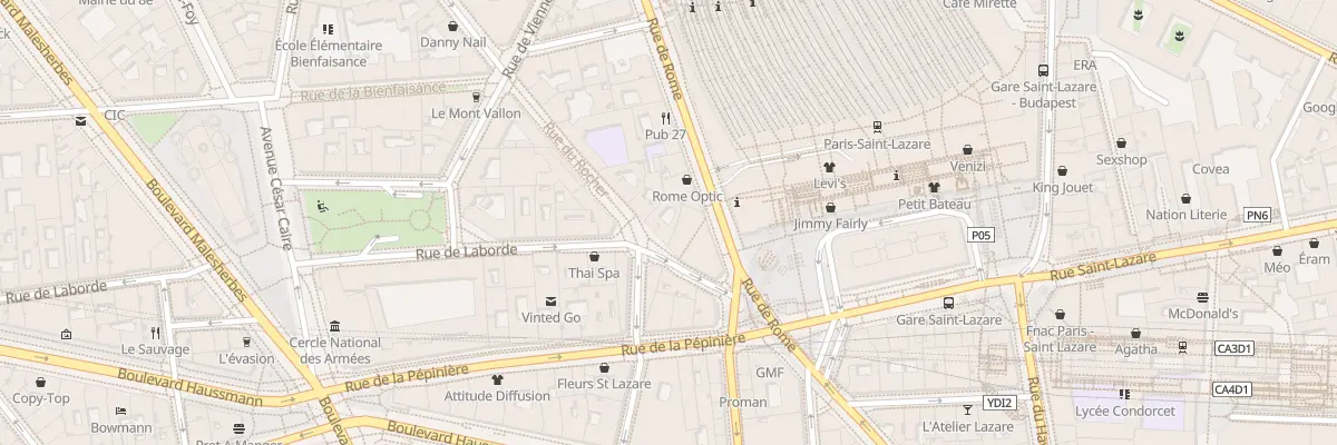Plan du 8 Rue du Rocher à Paris 8e Arrondissement