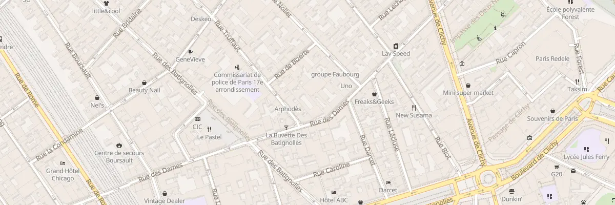 Plan du 30 Rue des Dames à Paris 17e Arrondissement