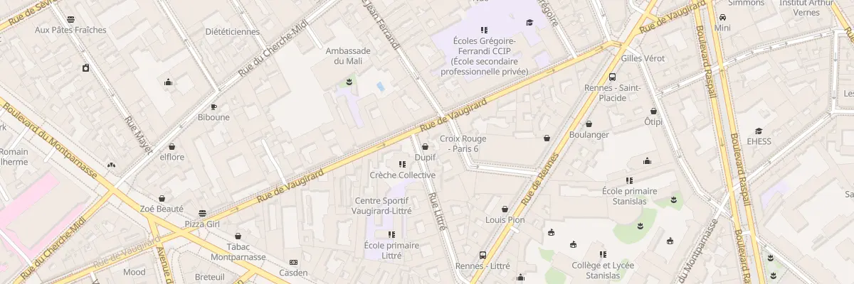 Plan du 1 Rue Littré à Paris 6e Arrondissement