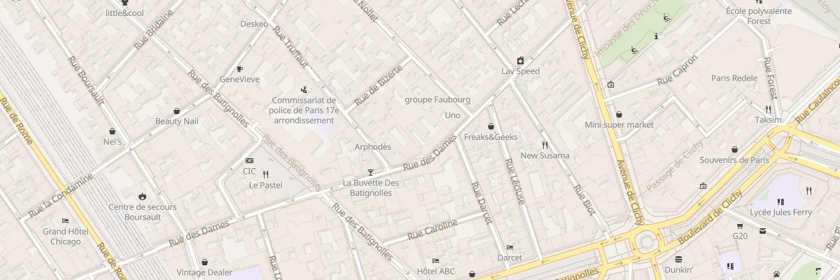 Plan du 28 Rue des Dames à Paris 17e Arrondissement