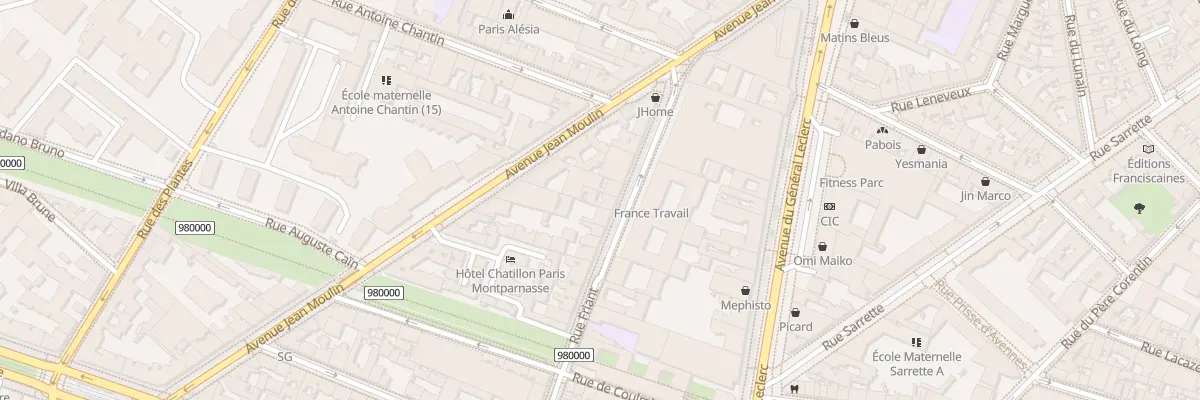 Plan du 10 Rue Friant à Paris 14e Arrondissement