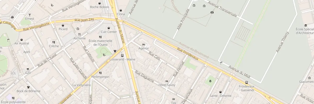 Plan du 14 Rue Cels à Paris 14e Arrondissement