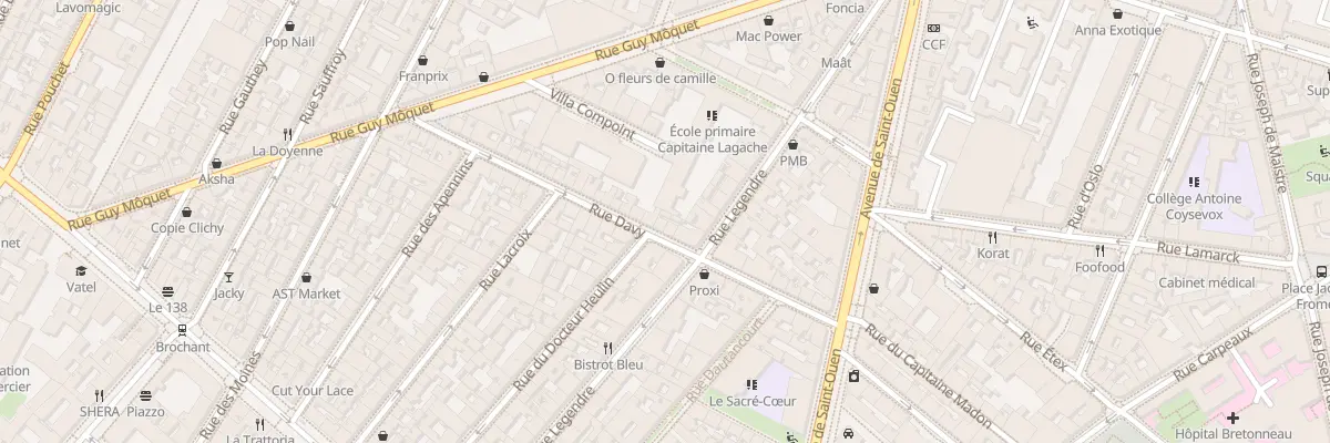 Plan du 20 Rue Davy à Paris 17e Arrondissement