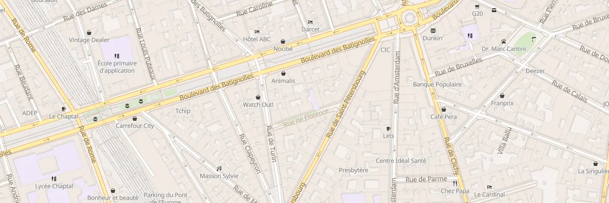 Plan du 8 Rue de Florence à Paris 8e Arrondissement