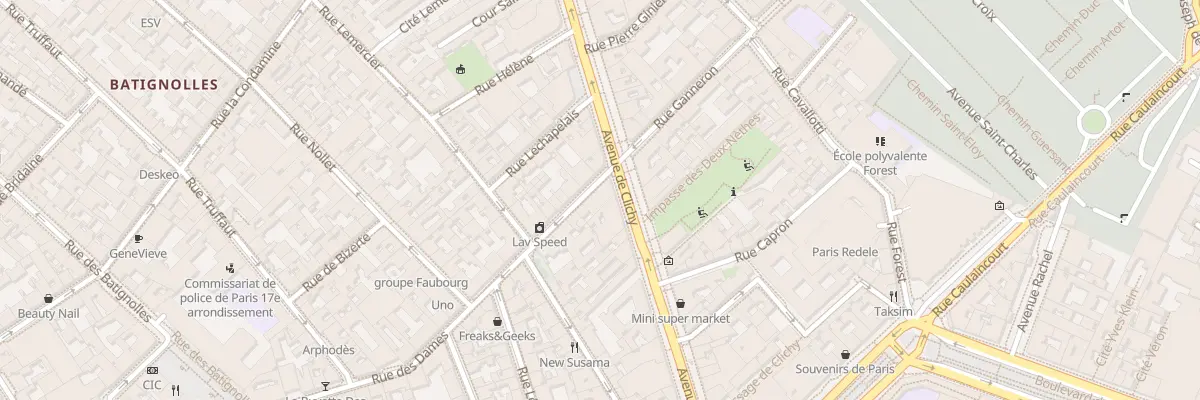 Plan du 1 Rue des Dames à Paris 17e Arrondissement