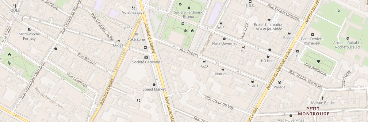 Plan du 25 Rue Brézin à Paris 14e Arrondissement