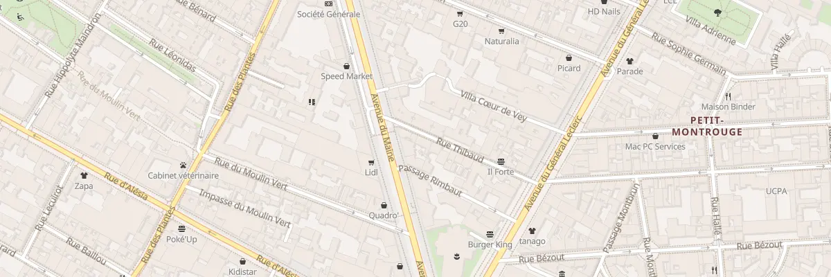Plan du 15 Rue Thibaud à Paris 14e Arrondissement