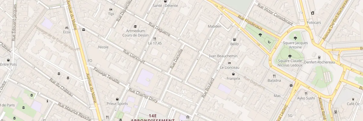 Plan du 5 Rue Danville à Paris 14e Arrondissement