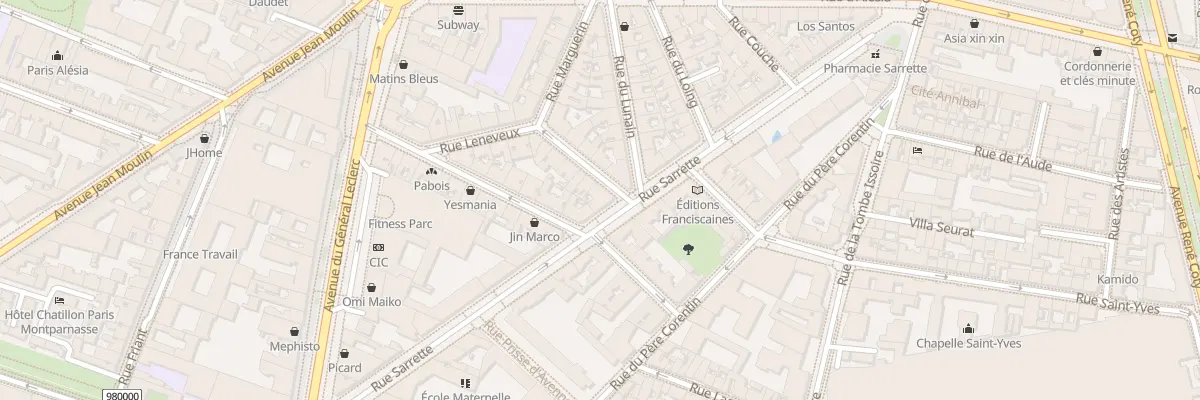 Plan du 28 Rue Sarrette à Paris 14e Arrondissement