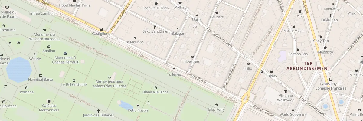 Plan du 212 Rue de Rivoli à Paris 1er Arrondissement