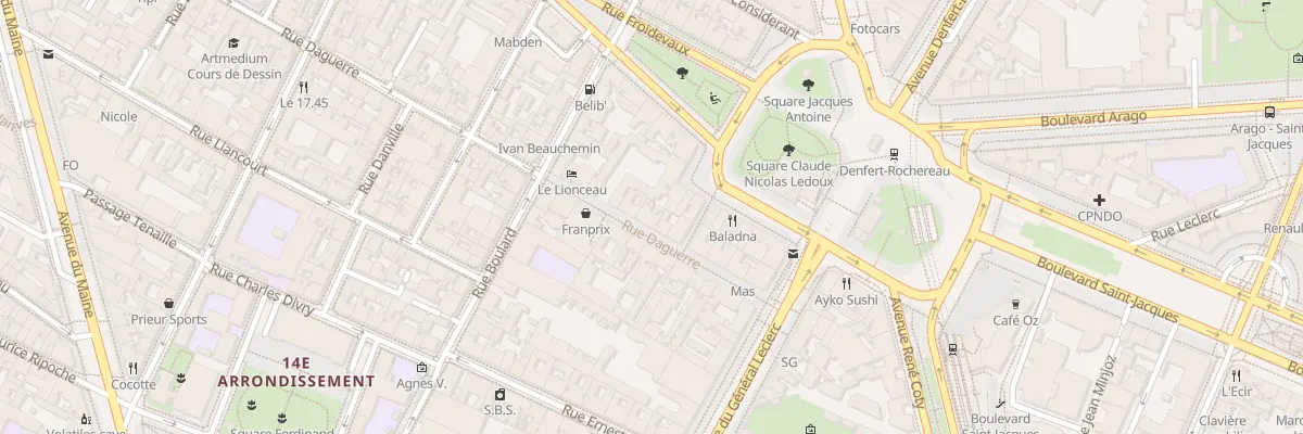 Plan du 12 Rue Daguerre à Paris 14e Arrondissement