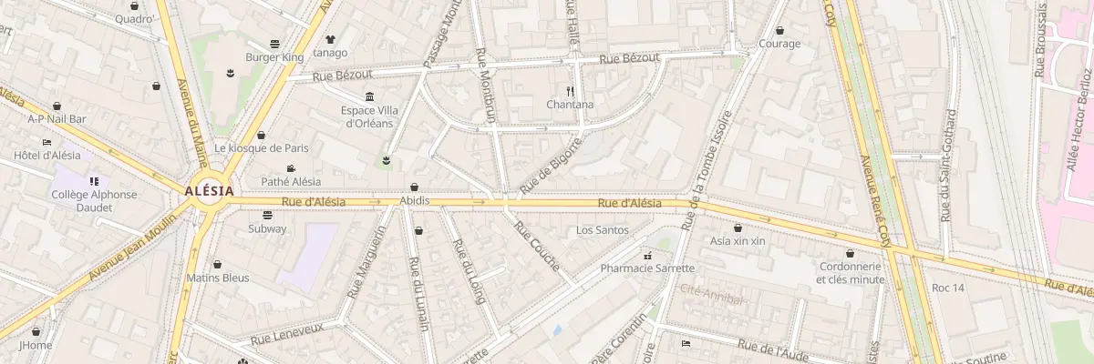 Plan du 28 Rue d’Alésia à Paris 14e Arrondissement