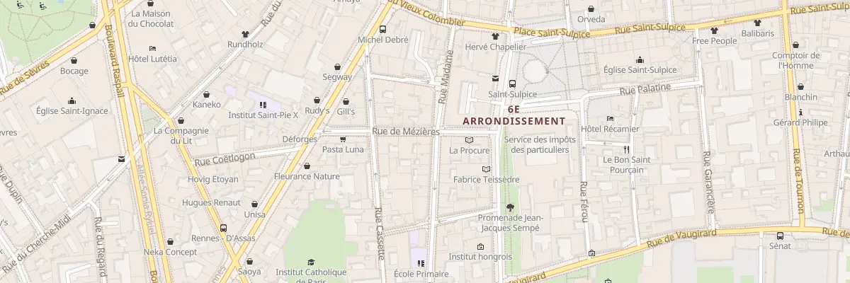 Plan du 7 Rue de Mézières à Paris 6e Arrondissement