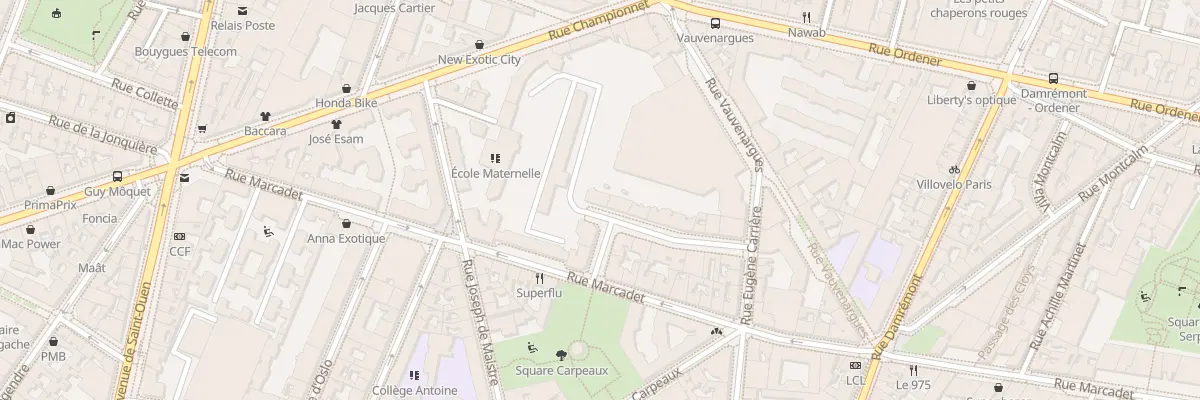 Plan du 16 Rue du Square Carpeaux à Paris 18e Arrondissement