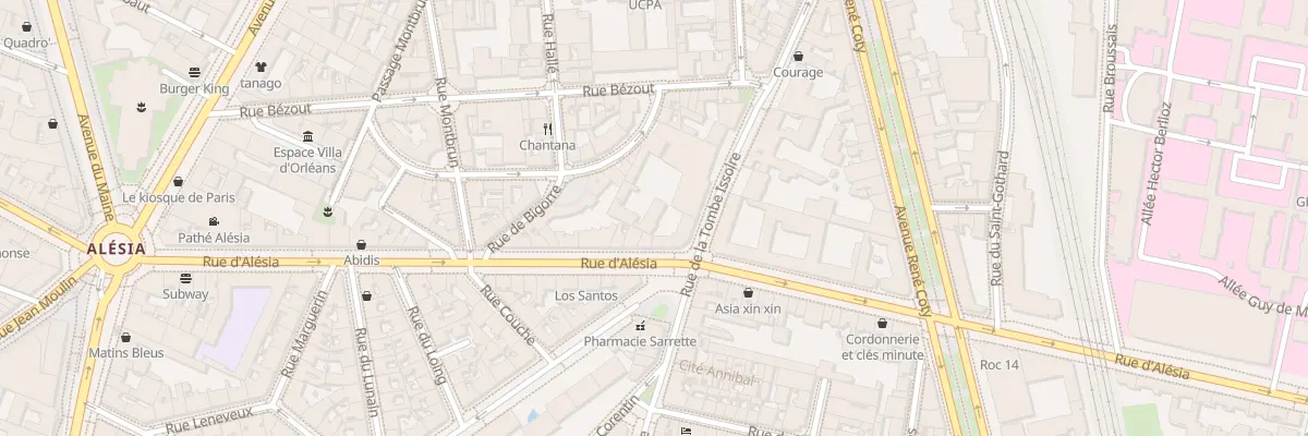 Plan du 16 Rue d’Alésia à Paris 14e Arrondissement