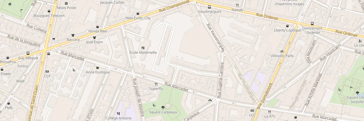 Plan du 14 Rue du Square Carpeaux à Paris 18e Arrondissement
