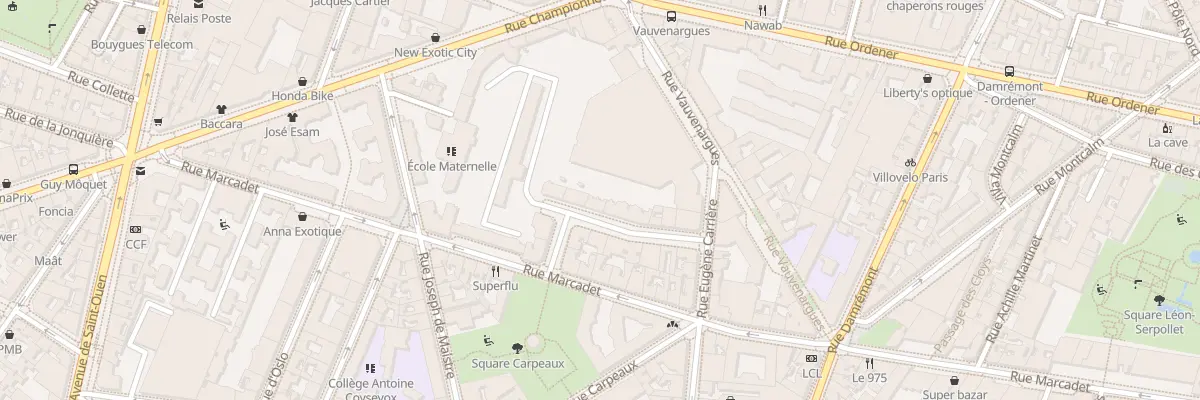 Plan du 12 Rue du Square Carpeaux à Paris 18e Arrondissement