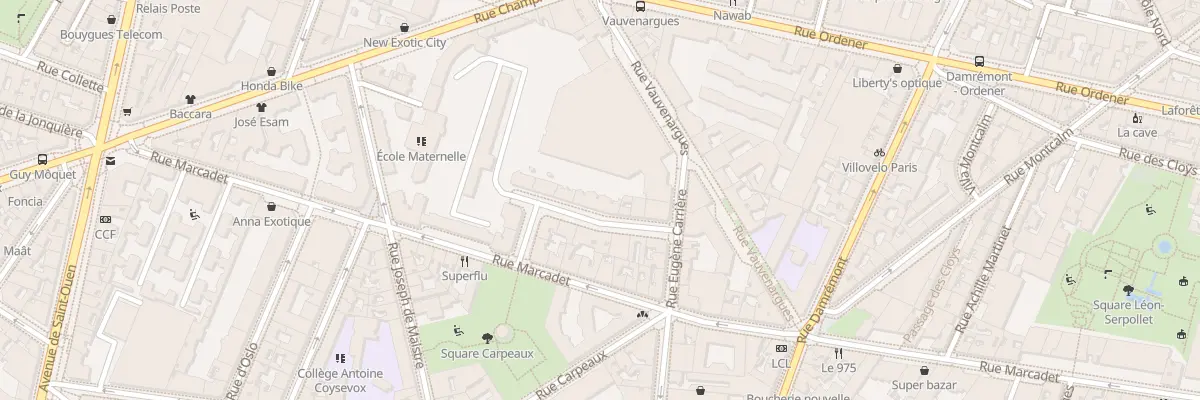 Plan du 8 Rue du Square Carpeaux à Paris 18e Arrondissement