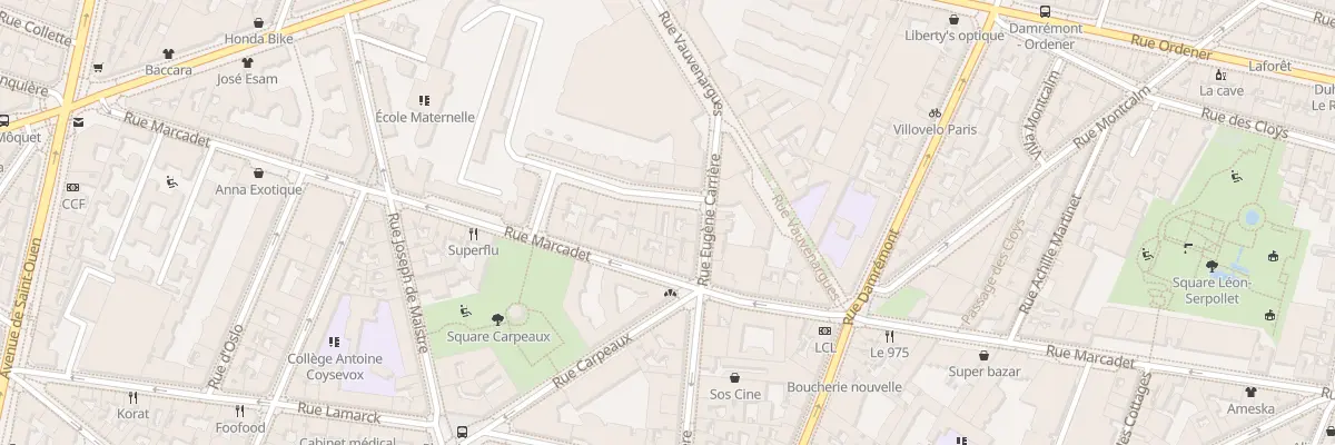 Plan du 3 Rue du Square Carpeaux à Paris 18e Arrondissement