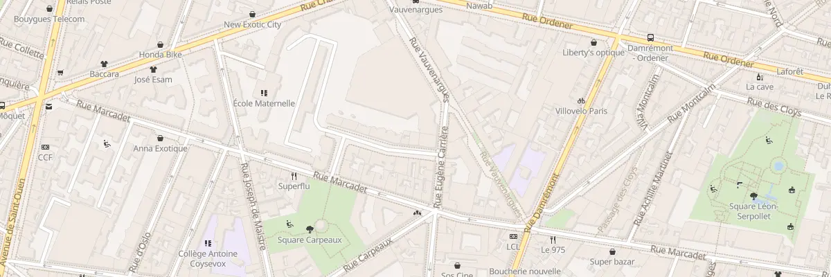 Plan du 4 Rue du Square Carpeaux à Paris 18e Arrondissement